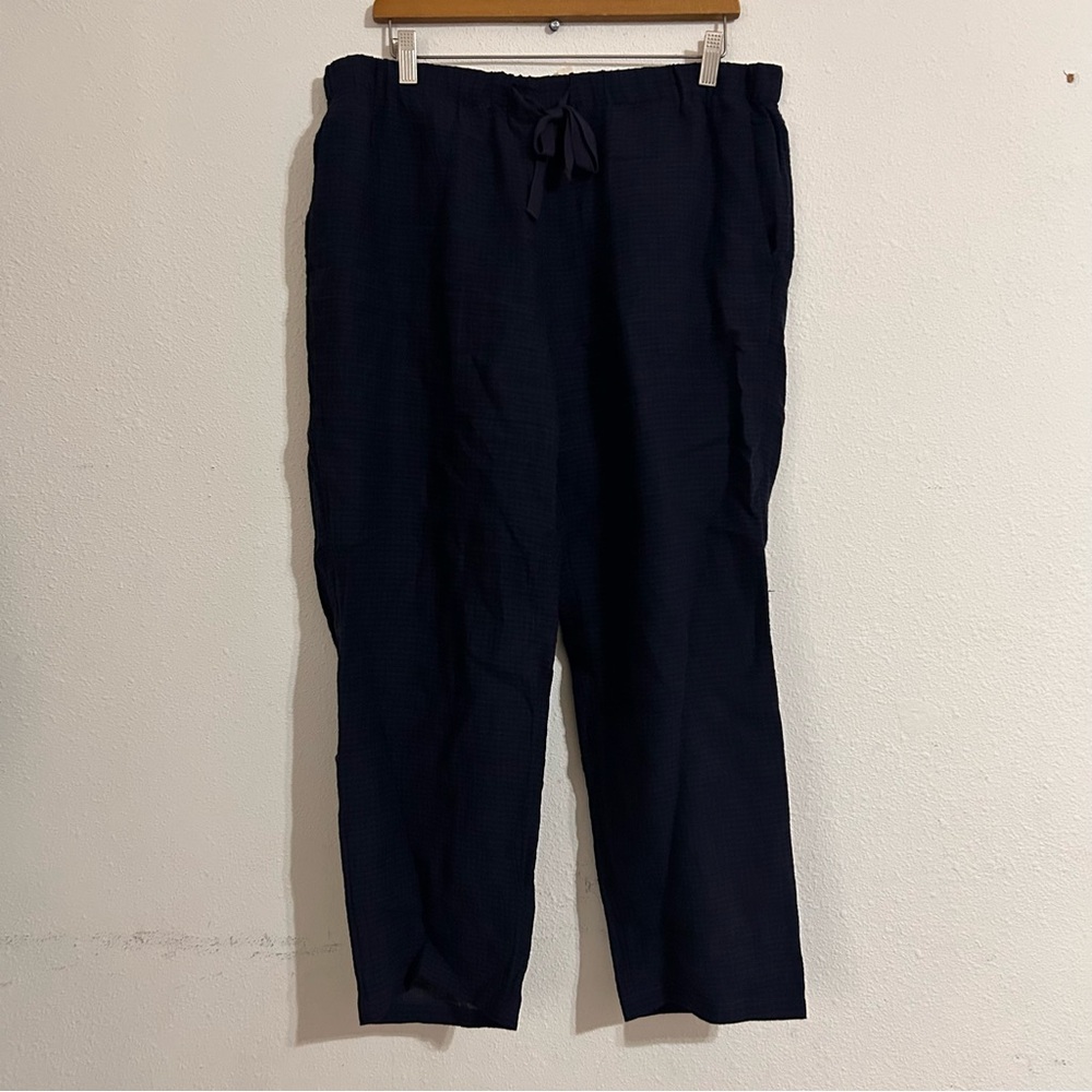 Eileen Fisher Plaid Linen Sleeping Pants Medium